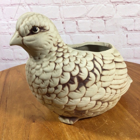Vintage Other - Vintage Quail Partridge Bird Pottery Planter with Drainage Plug